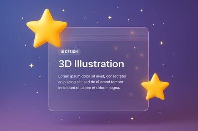 Glowing Stars in Deep Space with 3D Illustration