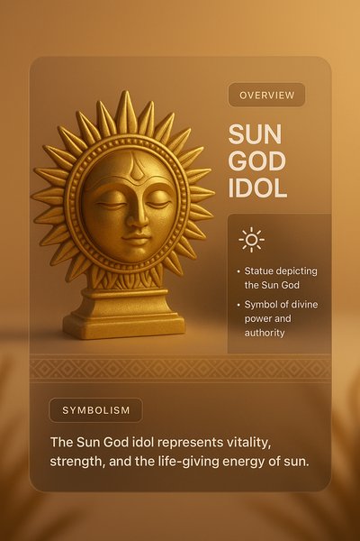 Sun God Idol 3D Illustration with Symbolism Overview