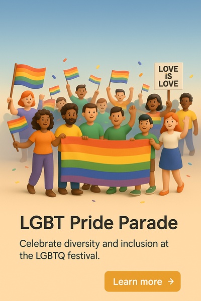 LGBT Pride Parade Celebration Illustration with Diverse Participants