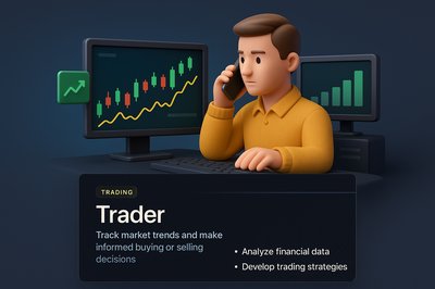 3D Illustration of a Trader Analyzing Market Trends