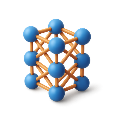 3D Neural Network Icon with Isometric Design