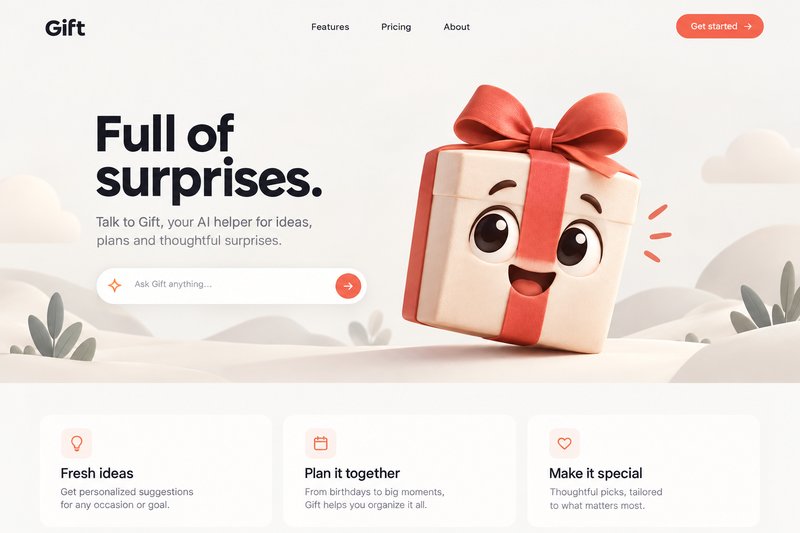 Expressive AI character landing page