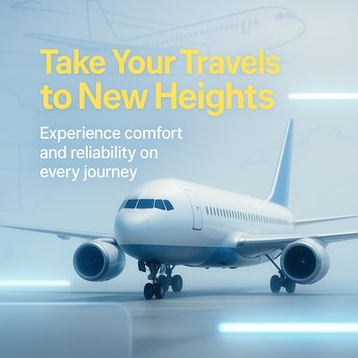 Air Travel Promotion Featuring Modern Aircraft Design