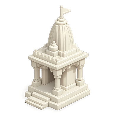 Stylized 3D Icon of a Temple Structure