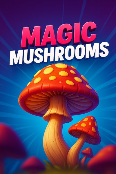 Dynamic Illustration of Magic Mushrooms with Vibrant Colors