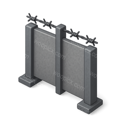 3D Isometric Iron Curtain Icon with Barbed Wire