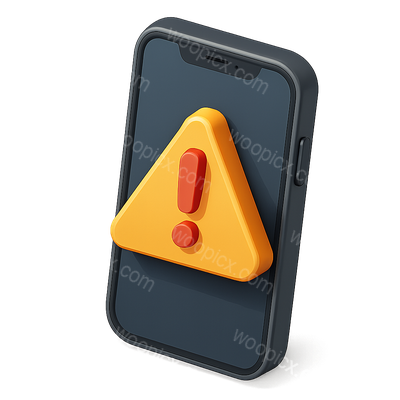 3D Smartphone Alert Icon with Warning Sign
