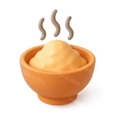 3D Icon of a Steaming Bowl of Food in Isometric View