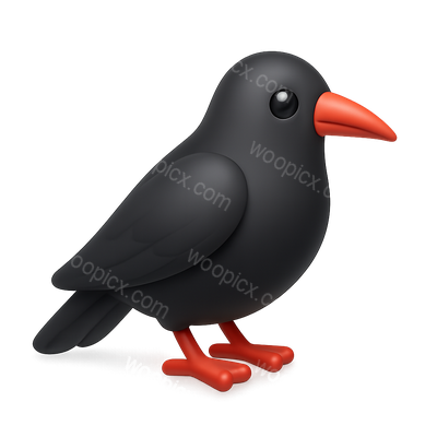 Stylized Black Bird Emoji Illustration
