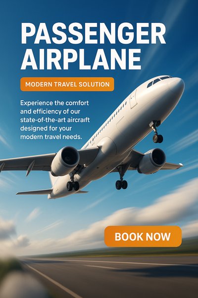 Promotional Travel Ad Featuring Modern Airplane