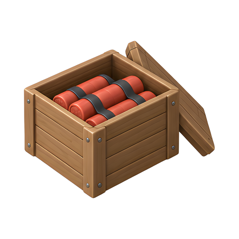 wooden crate filled with dynamite