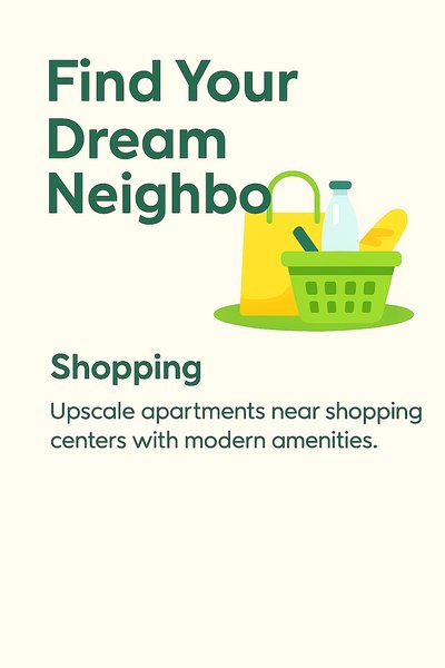 Real Estate Promotional Graphic Highlighting Shopping Proximity