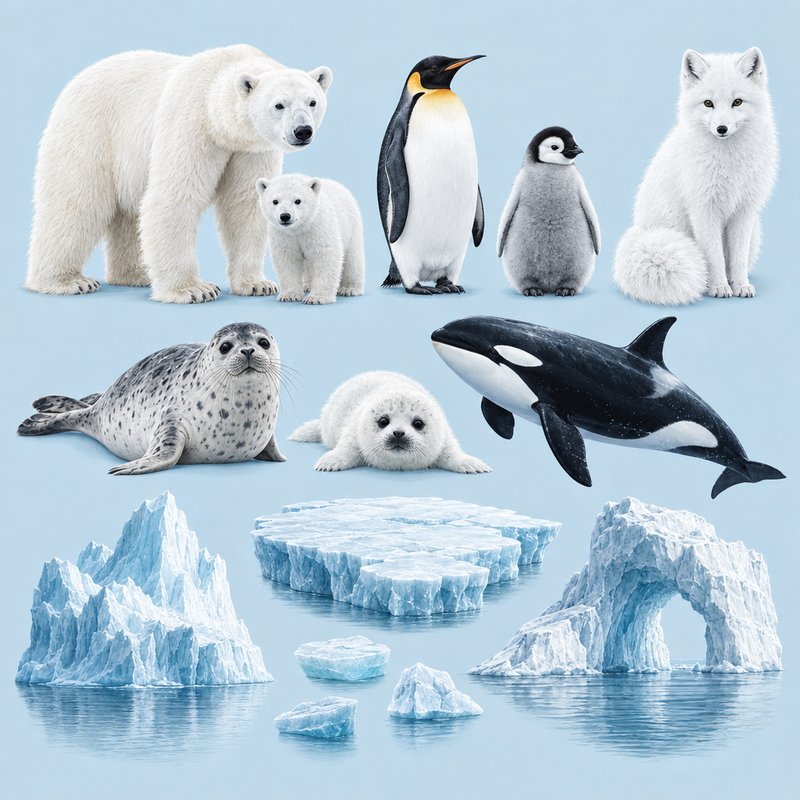 Arctic animal design elements