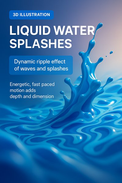 Dynamic 3D Illustration of Liquid Water Splashes