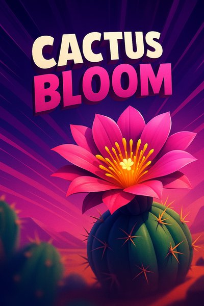 Dynamic Cactus Bloom Illustration with Vibrant Colors