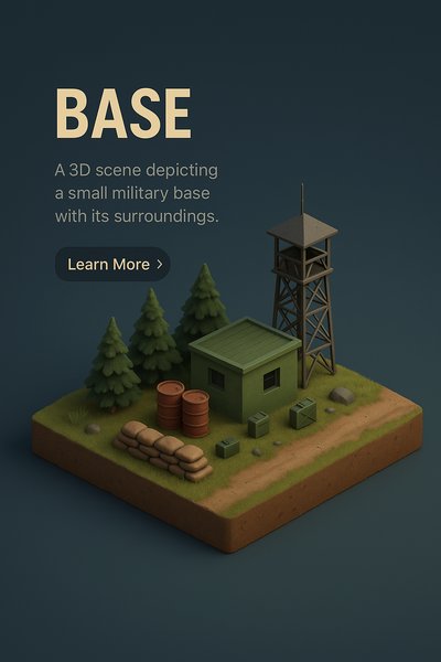 3D Scene of a Small Military Base with Surroundings