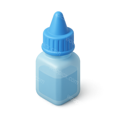Stylized 3D Eye Drops Bottle Icon in Isometric View