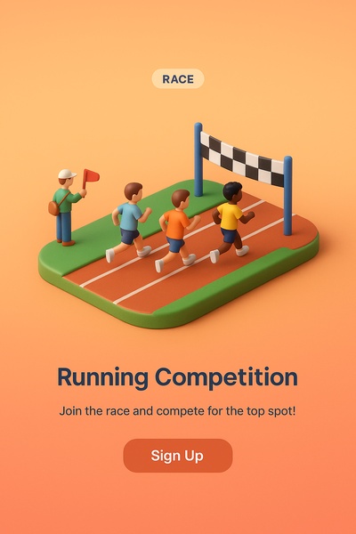 3D Scene of a Running Competition with Miniature Figures