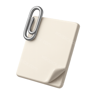 Stylized 3D Paperclip Icon on Paper with Isometric View