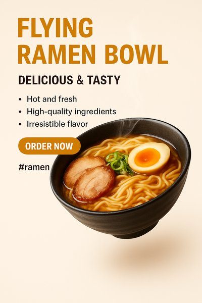 Promotional Graphic for Ramen Bowl with Visually Appealing Design