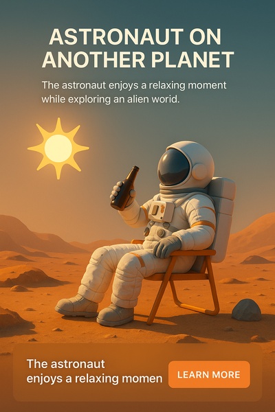Astronaut Relaxing on an Alien Planet Under a Bright Star