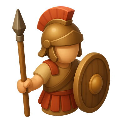 3D Icon of a Velite Light Skirmisher with Shield and Spear