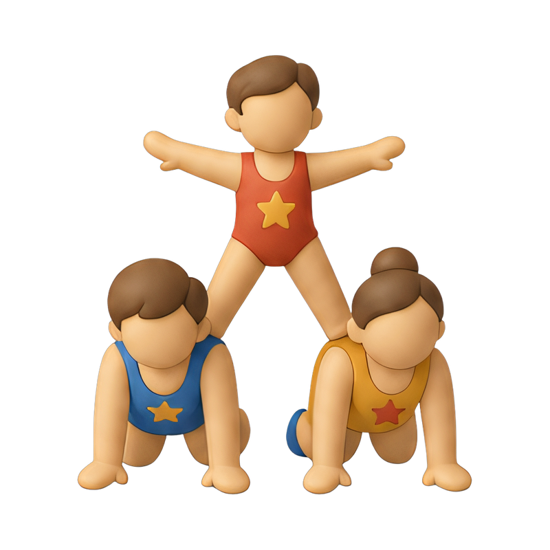 Dynamic acrobat pyramid formation
