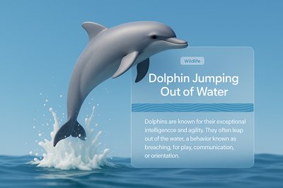 Dolphin Leaping from Water with Informative Text Block