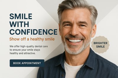 Closeup Portrait of a Mature Man Smiling for Dental Advertisement
