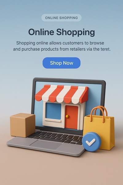 3D Illustration of Online Shopping Concept with Realistic Elements