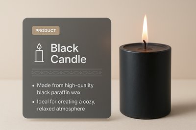 Elegant Black Candle with Product Description