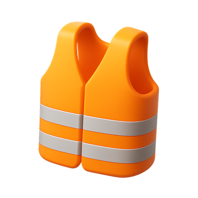 Stylish 3D Safety Vest Icon with Volumetric Feel