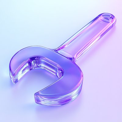 Stylized 3D Glass Wrench Illustration