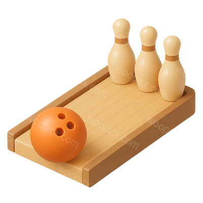 Stylish 3D Bowling Icon with Pins and Ball