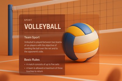 3D Volleyball Page Design with Gradient Background