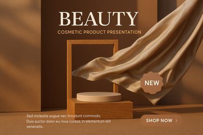 Luxurious 3D Podium Display for Cosmetic Products