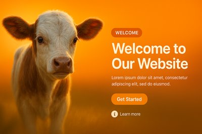 Friendly Cow Welcome Banner for Website