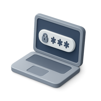 Stylish 3D Laptop Icon with Password Protection