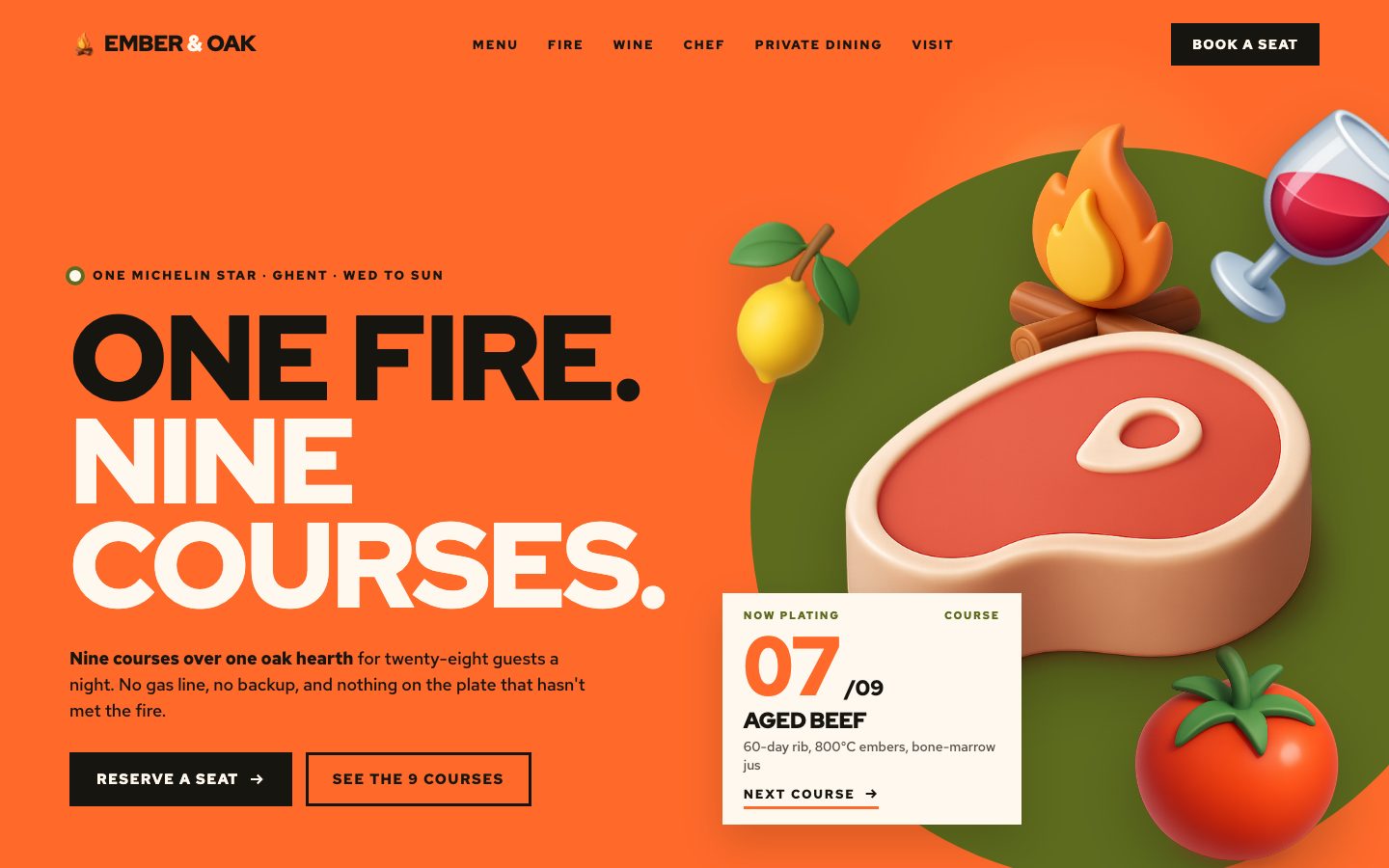 Ember & Oak — landing page template preview