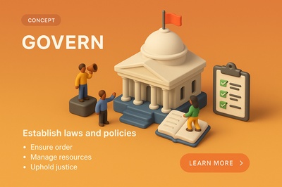 3D Scene Depicting Governance Concepts in Miniature Style