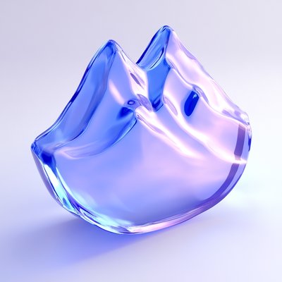 Abstract Glass Sculpture Representing Mountain Forms