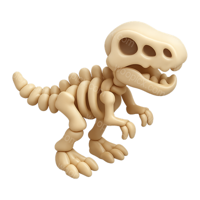 3D Model of a Dinosaur Skeleton Fossil in Isometric View