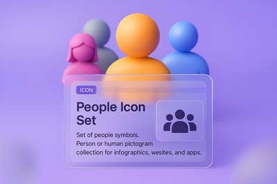 3D Illustration of People Icon Set for Web Design