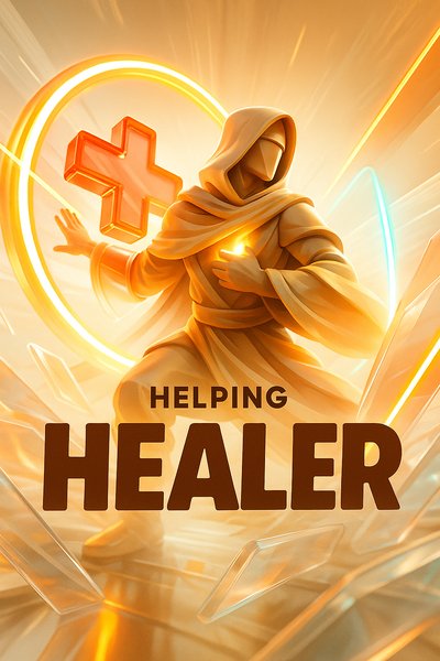 Vibrant Neon Healer Illustration with Dynamic Elements