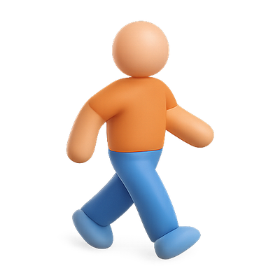 3D Cartoon Character Walking in Casual Attire