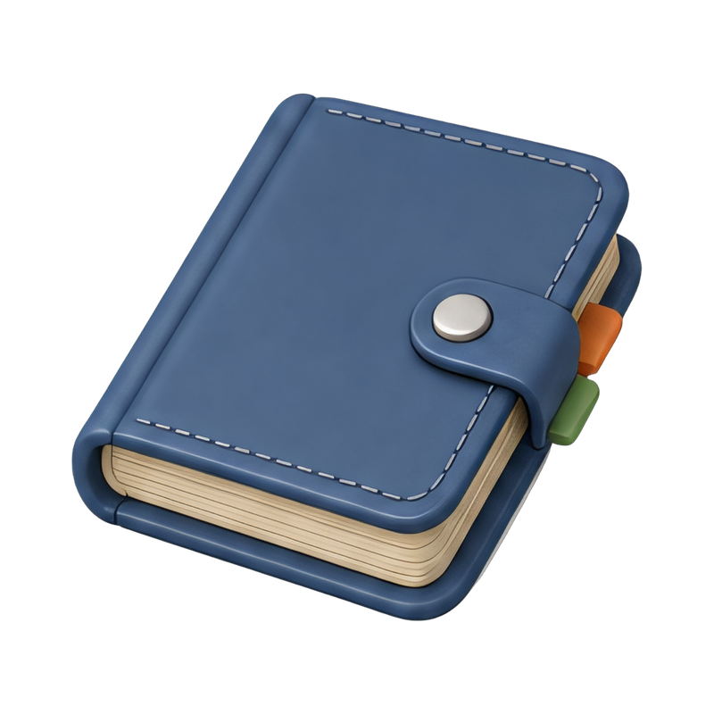 closed paper planner on desk