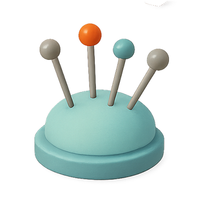 Stylized Pin Cushion with Colorful Pins