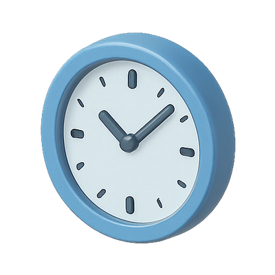 3D Rendered Blue Wall Clock with Minimalist Design