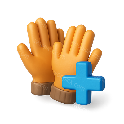 3D Icon of Gloves with Plus Sign in Isometric View