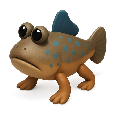 3D Mudskipper Icon with Volumetric Design